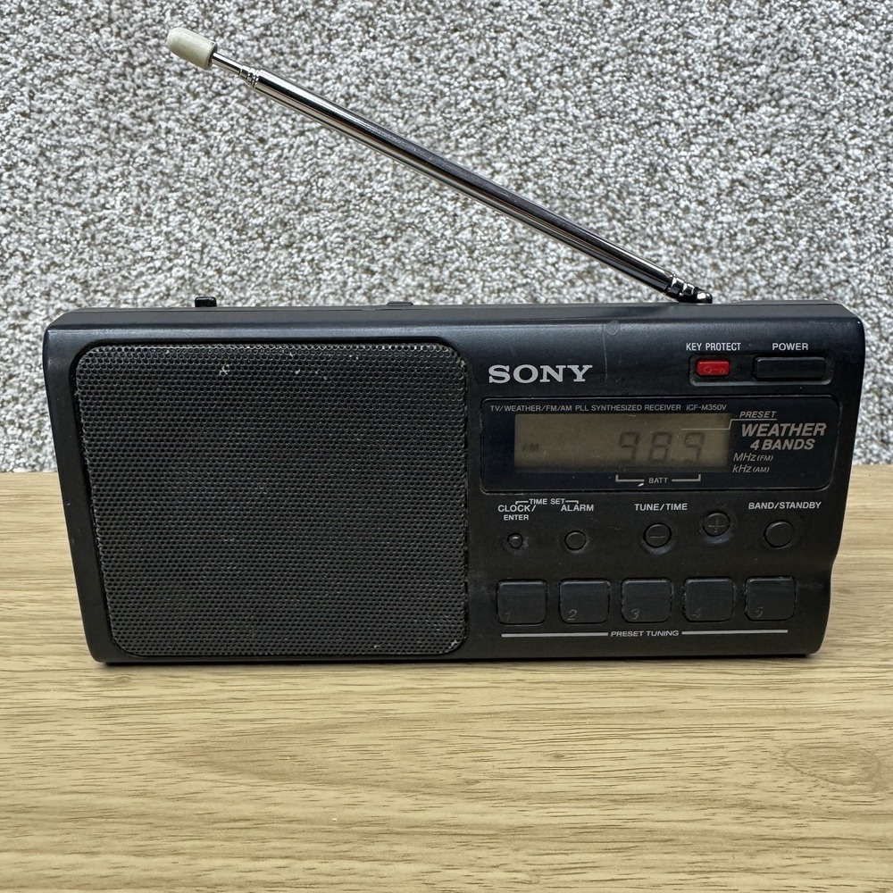 Sony ICF-M350V AM/FM/TV/Weather Tuner Portable Radio Tested & Working